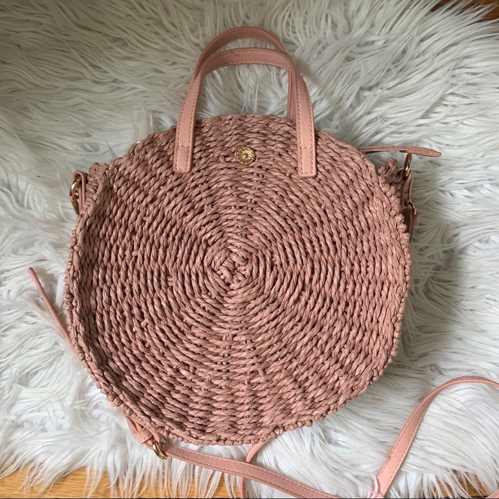 Lauren Conrad Pink Circle Rattan Purse